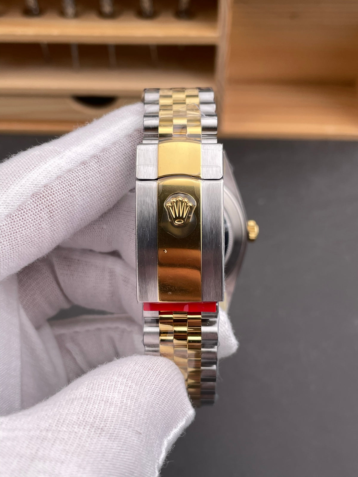 Rolex Datejust 41 Style – Two-Tone Gold & Steel | Black Diamond Dial