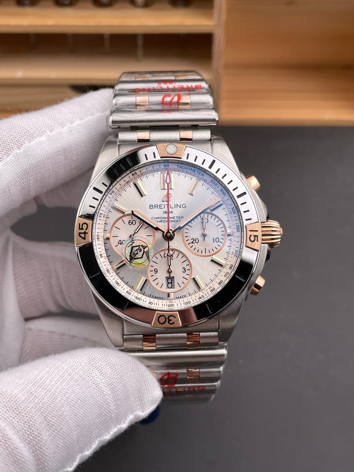 Breitling Chronomat B01 42 – Two-Tone Silver Dial Chronograph