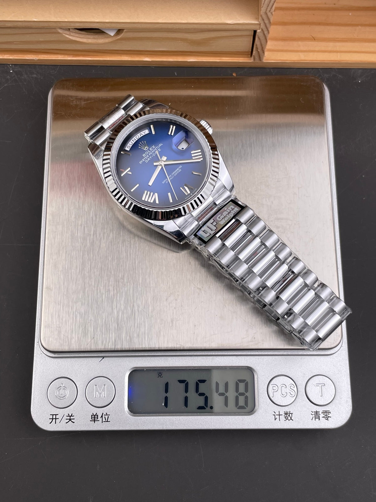 Rolex Day-Date 40 — Bright Blue Dial & White-Gold