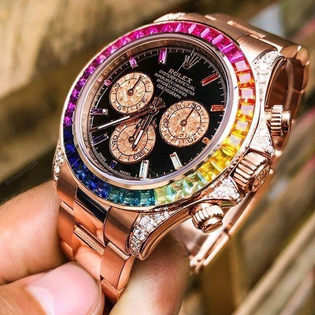 Rolex Cosmograph Daytona Rainbow Rosegold Swiss ETA Automatic Mens Watch