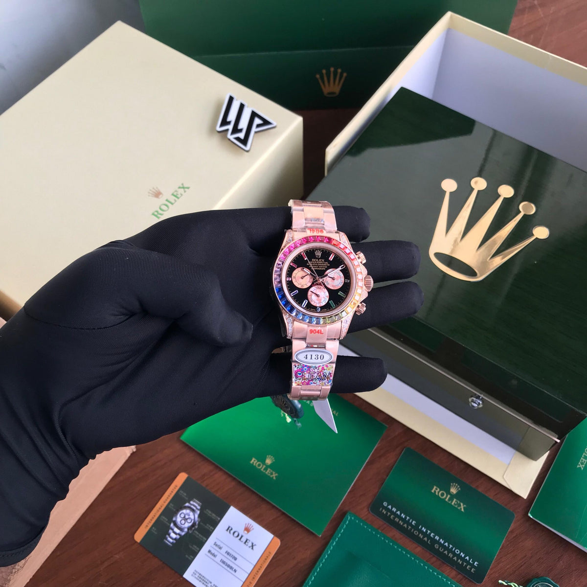 Rolex Cosmograph Daytona Rainbow Rosegold Swiss ETA Automatic Mens Watch