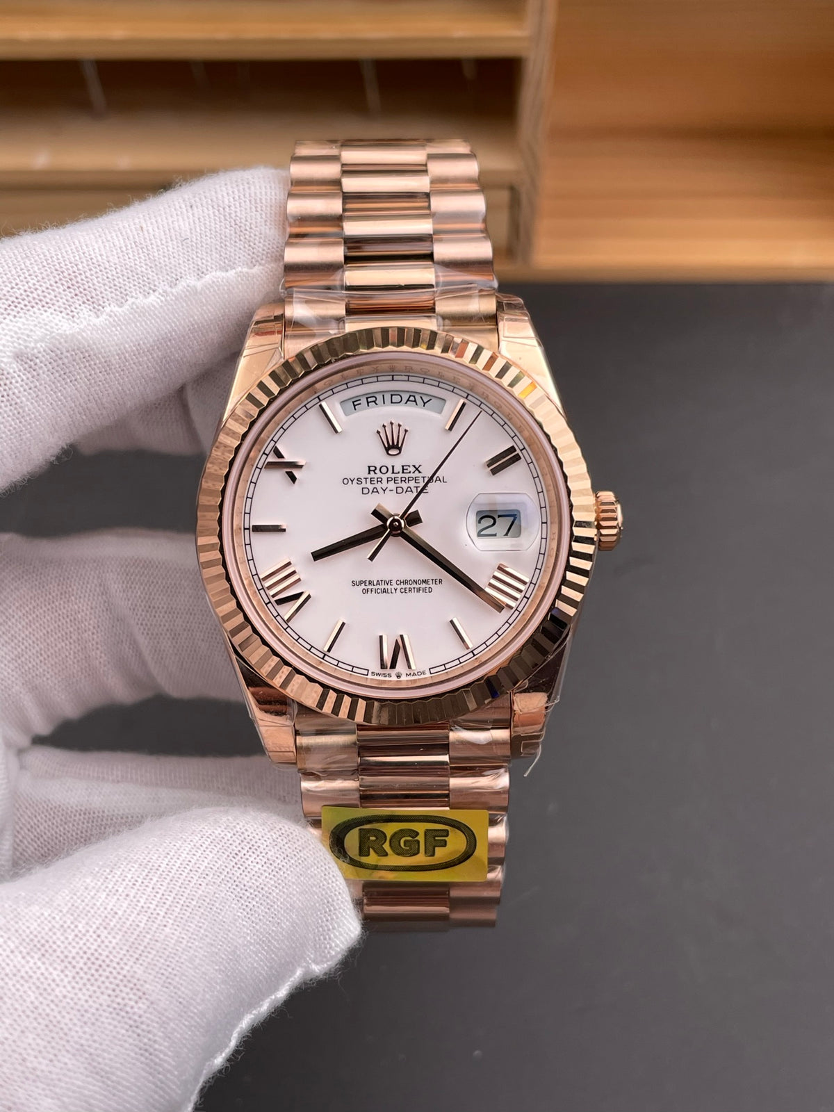 Rolex Day-Date 40 — Everose Gold & White Dial